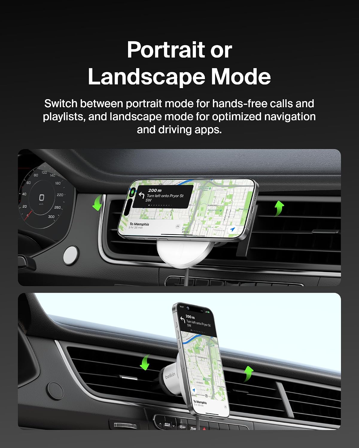 Belkin 15W MagSafe-Compatible Wireless Car Charger, Vent Mount