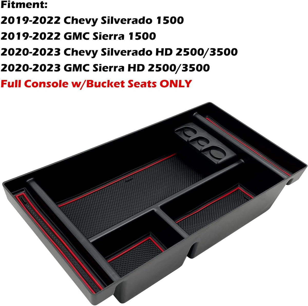 Center Console Organizer Tray fits for 2019-2022 GMC Sierra/Chevy Silverado 1500 Accessories, 2020-2021 2022 2023 Silverado/Sierra 2500 HD/3500 HD