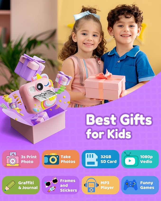 KOKODI Kids Camera Instant Print, Toddler Cameras Christmas Birthday Gifts
