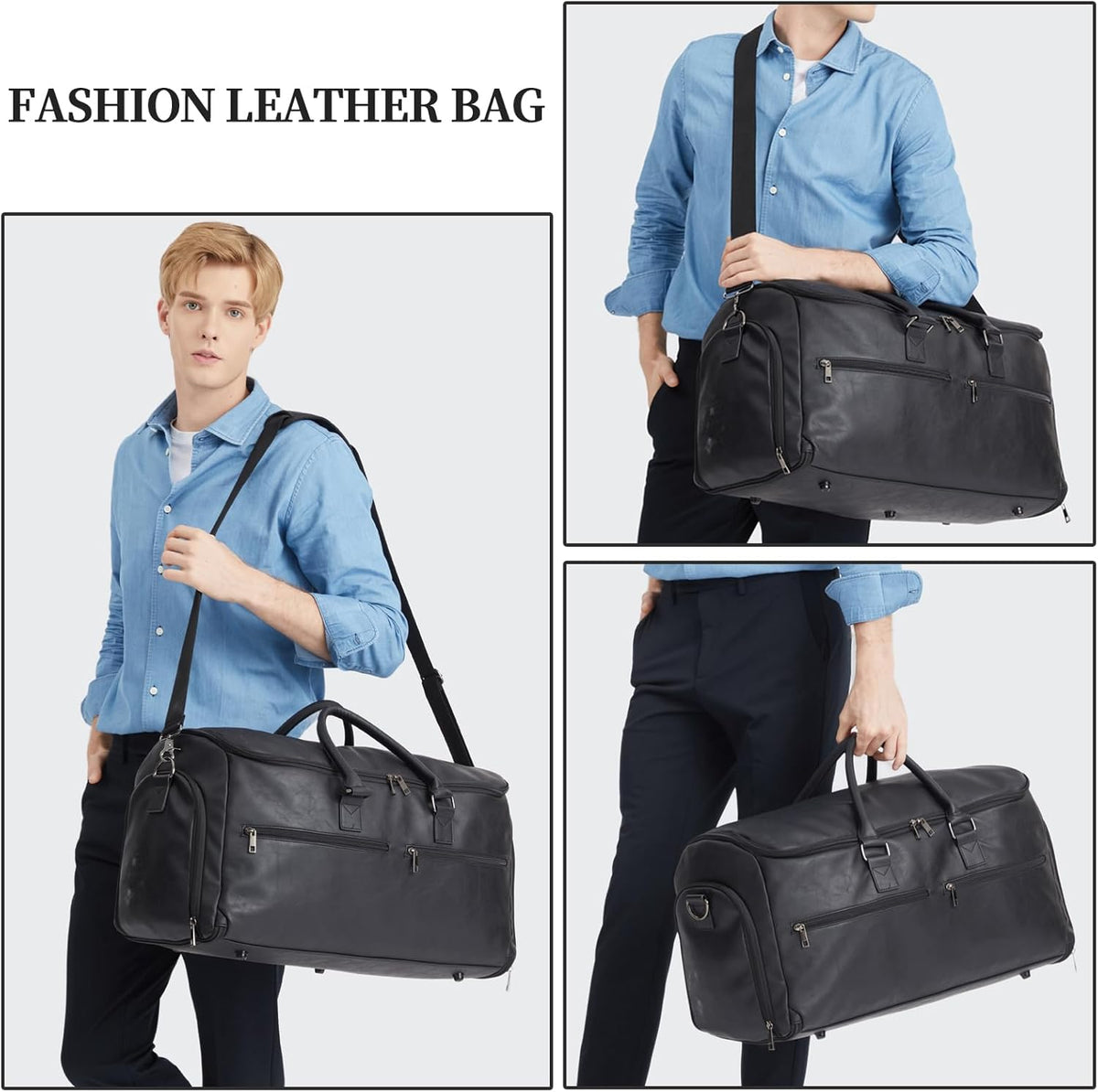 Seyfocnia Carry-On Garment Bag - Convertible Travel Suitcase for Men & Women | Black 2-in-1 Design