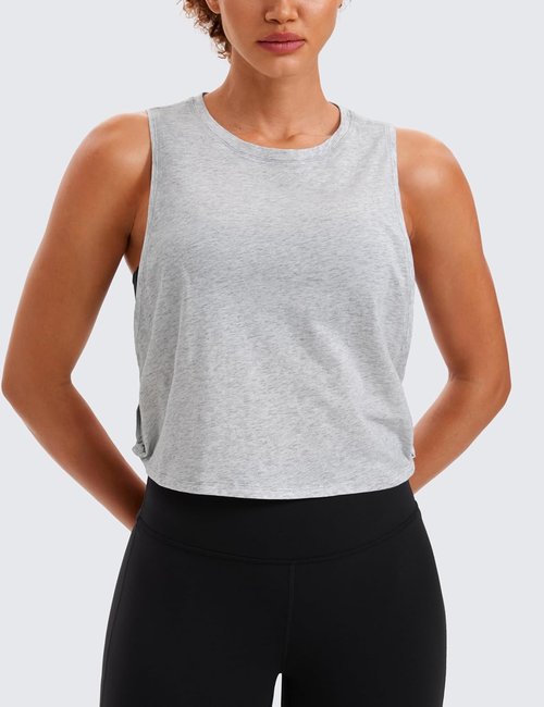 CRZ YOGA Pima Cotton Tank Top for Women - Loose Fit Sleeveless Athletic Shirt | Ideal for Yoga & Gym