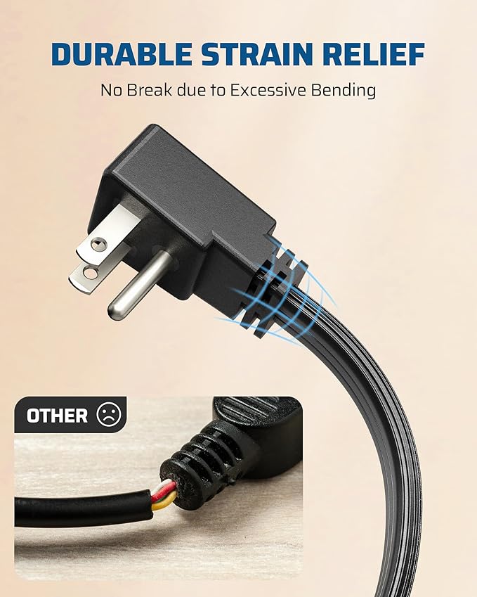 DEWENWILS 1 Ft Extension Cord with 3-Prong Flat Plug, 15A/1875W 14/3 SPT-3 Flat Wire, Space-Saving for Home Office Appliances & Electronics, ETL Certified, 3-Pack, Black