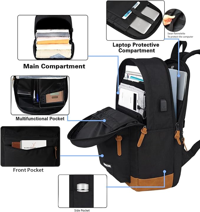 SUPACOOL Casual Laptop Backpack, Lunch bag, Pencil bag, School backpack