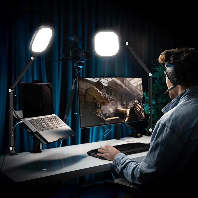 2 Packs Video Conference Light for Computer, 15W LitONES Desk Light for Zoom