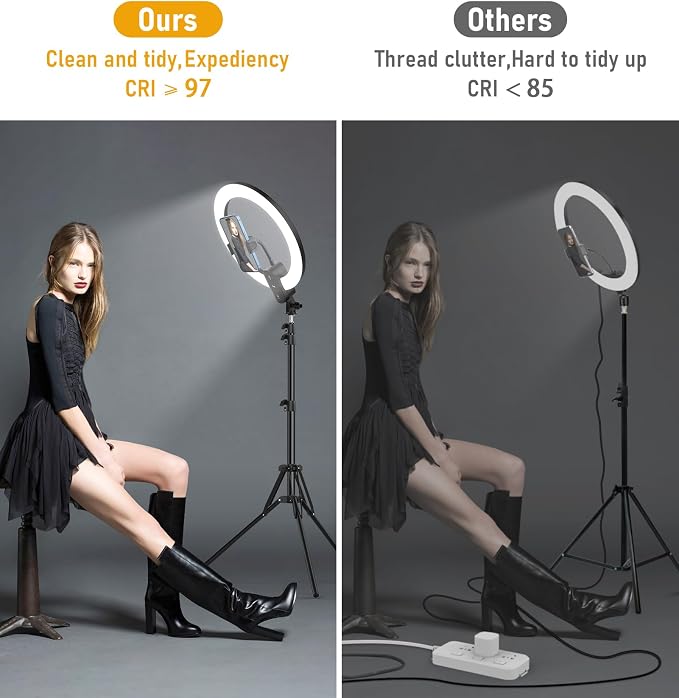 12 inch Ring Light with Stand 2800mAh Rechargeable, LED Circle Selfie Cordless