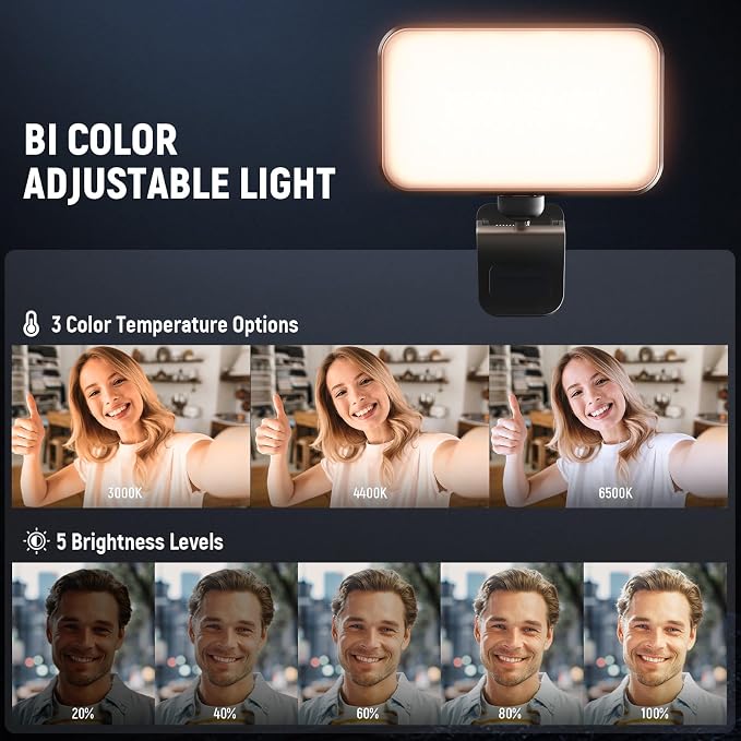 NEEWER Entry Level Version LED Selfie Light, Plastic Clip on Phone Fill Lighting