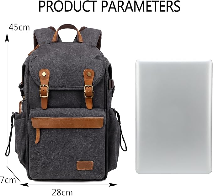 Vintage Canvas Camera Backpack for DSLR/Mirrorless & Drone, Waterproof