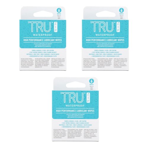 Nite Ize TRU Zip Lubricant Wipes - Biodegradable, Non-Staining Gear Aid for Zippers - 6 Wipes per Pack | 3 Pack