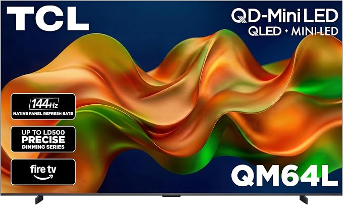 TCL 98 Inch Class QM64L Series | Mini LED QLED 4K HDR Smart Fire TV | 98QM64L, 2026 | 120Hz-144Hz High Brightness, Dolby Vision Atmos, Alexa+ Voice Remote AI Streaming Television | Amazon Exclusive