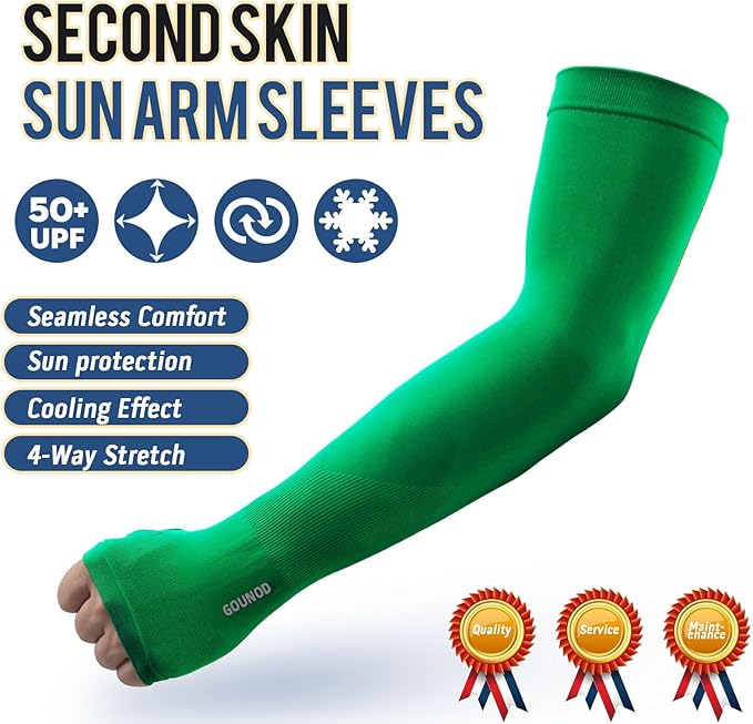 GOUNOD Sun Protection Cooling Arm Sleeves with Thumb Holes - Gardening Outdoors Sports Workouts Sunscreen Arm Sleeves