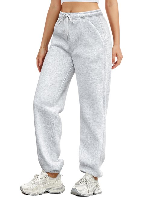 Cyenaly Barrel Sweatpants Women High Waisted Sweat Pants Fall Clothes Casual Joggers Y2k Aesthetic Warm Trousers with Pockets Light Grey L