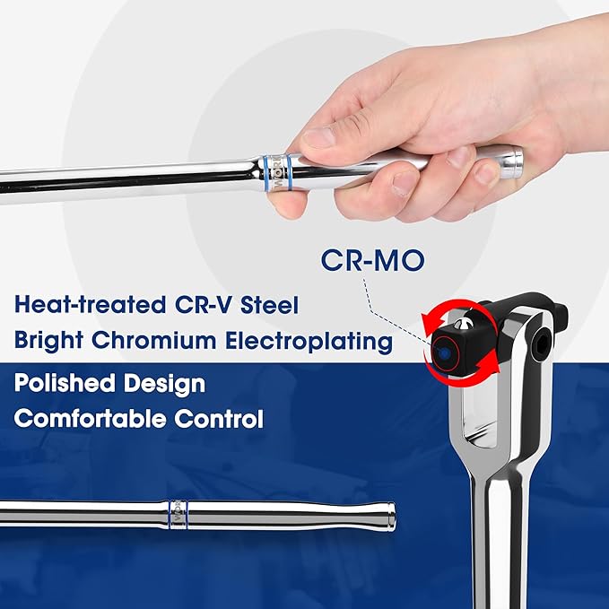 WORKPRO 16-inch Dual Drive Breaker Bar, 3/8" & 1/2" Drive 8-inch Dual Drive Breaker Bar, 3/8" & 1/4" Drive