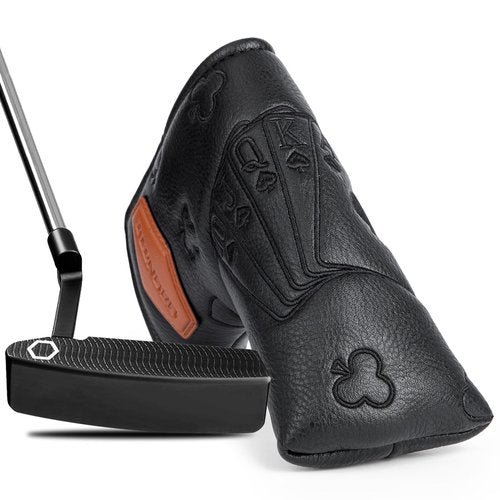 Golf Putter Covers Black Poker Mallet Putter Headcovers Blade Putter Cover Golf Headcover Leather Golf Club Covers with Magnetic Closure for Most Brand (for Blade Putter)