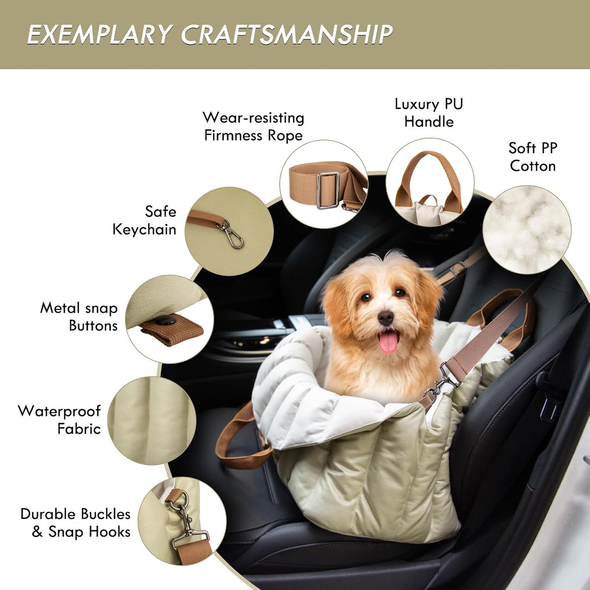 ClevaHome Small Dog Car Seat, Non-Slip Booster Seat for Dogs up to 10lbs