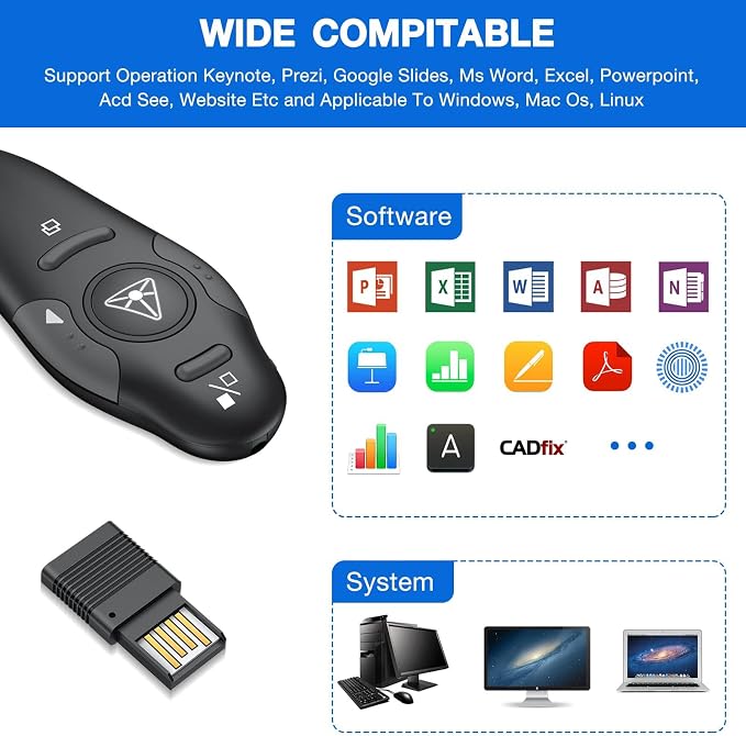 Presentation Clicker Wireless Presenter Remote USB Control Powerpoint PPT