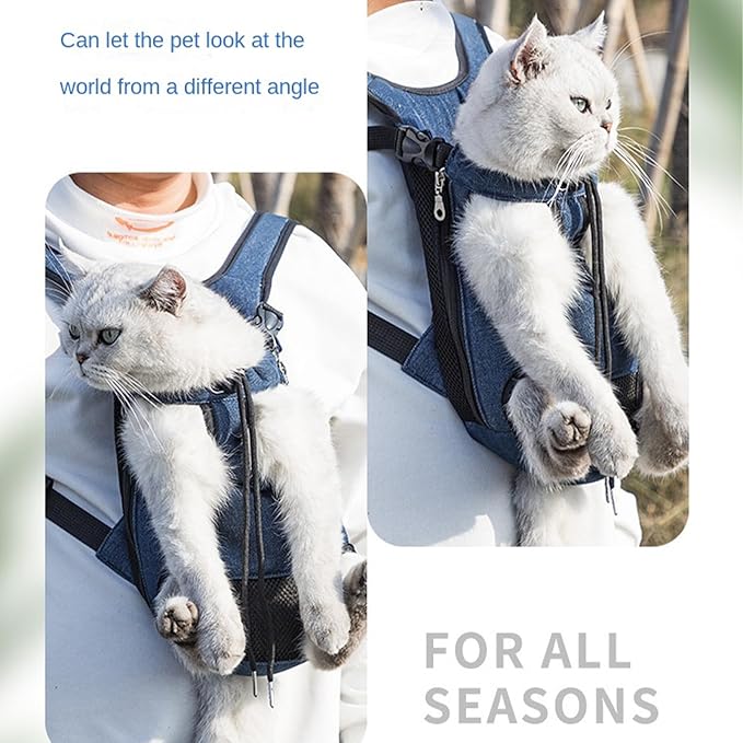 Portable Pet Carrier Backpack, Adjustable Pet Front Cat Dog Carrier Backpack Travel Bag for Small Medium Dogs Cats Puppies, Cat Backpack Carrier for Hiking Cycling (C, M)