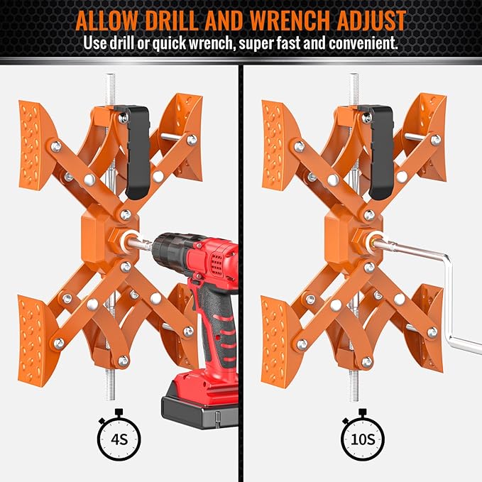X-Shaped Wheel Chocks for Travel Trailer【Allow Drill Adjust】 RV Stabilizers X chocks Camper Wheel Chock for Travel Trailers RV Accessories Wrench Adjustable 3"-11.5" （2 PCS） Orange