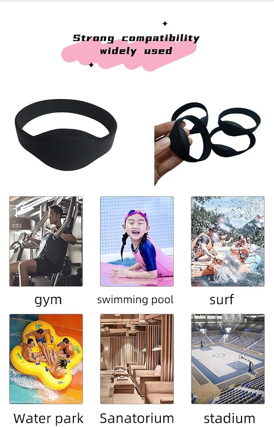 5PCS T5577 Waterproof Silicone Wristband and Bracelet, rewritable RFID 125khz