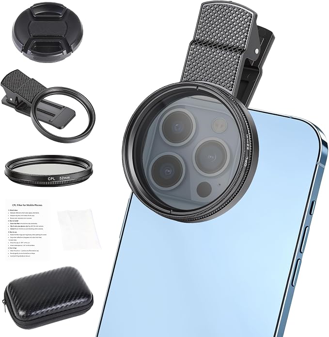 52mm Circular Polarizer Filter for iPhone and Android, CPL Lens Filter