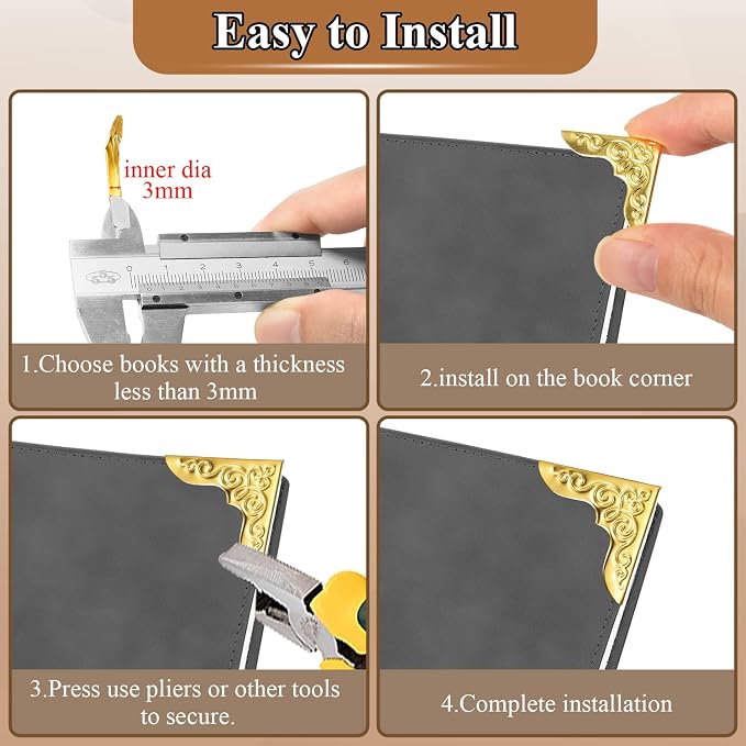 100pcs Metal Book Corner Protectors, Paperbacks Book Edge Protectors Picture