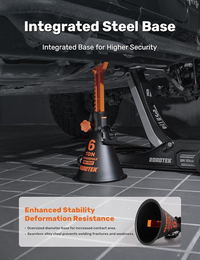 Jack Stands, 6 Ton (12,000 lbs) Heavy Duty Car Jack Stands with Integrated Steel Base and Double Locking, 15-5/16 to 23-7/8 inch Adjustable Height, for SUV, Truck, and Car, 1 Pair