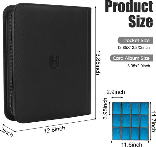 Card Binder - 12 Pocket Zippered Trading Card Holder Book | Premium PU Cover for TCG & Sports Cards