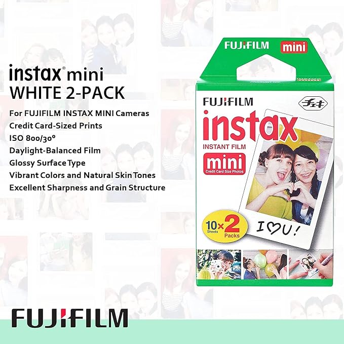 Fujifilm Instax Mini EVO Hybrid Brown Instant Camera | Instax Mini Twin Pack