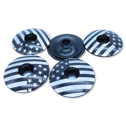 Dubbs Hardware MTB Headset Top Cap 1-1/8" Aluminum Bike Stem Cap – Custom Threadless Top Cap for Mountain Bikes, Road Bikes, Bicycle Headsets, and MTB Stem Caps - (Merica Black)