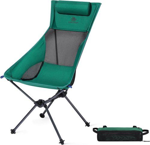 CAMEL CROWN High Back Camping Chair - Portable Folding Design with Pillow for Outdoor Adventures