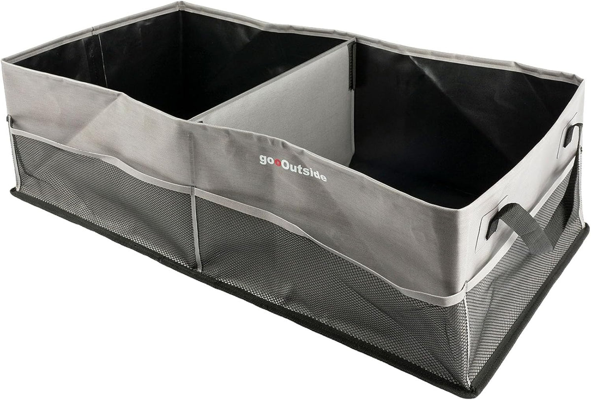 Heavy-Duty Waterproof Car Trunk Organizer – Rugged PVC-Coated Organizer, Collapsible Storage for Truck, SUV, Road Trips, Camping, Overlanding & Outdoor Adventure (Gray, L)