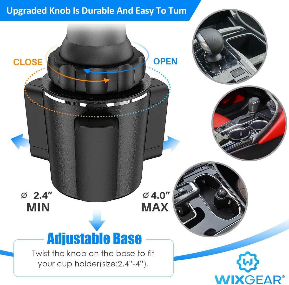 Cup Holder Phone Mount, Adjustable Long Neck Cellphone Holder for Car, Upgraded Version, Cup Phone Holder for Car with Expandable Side Arms, Compatible with iPhone Samsung Google & All Phones