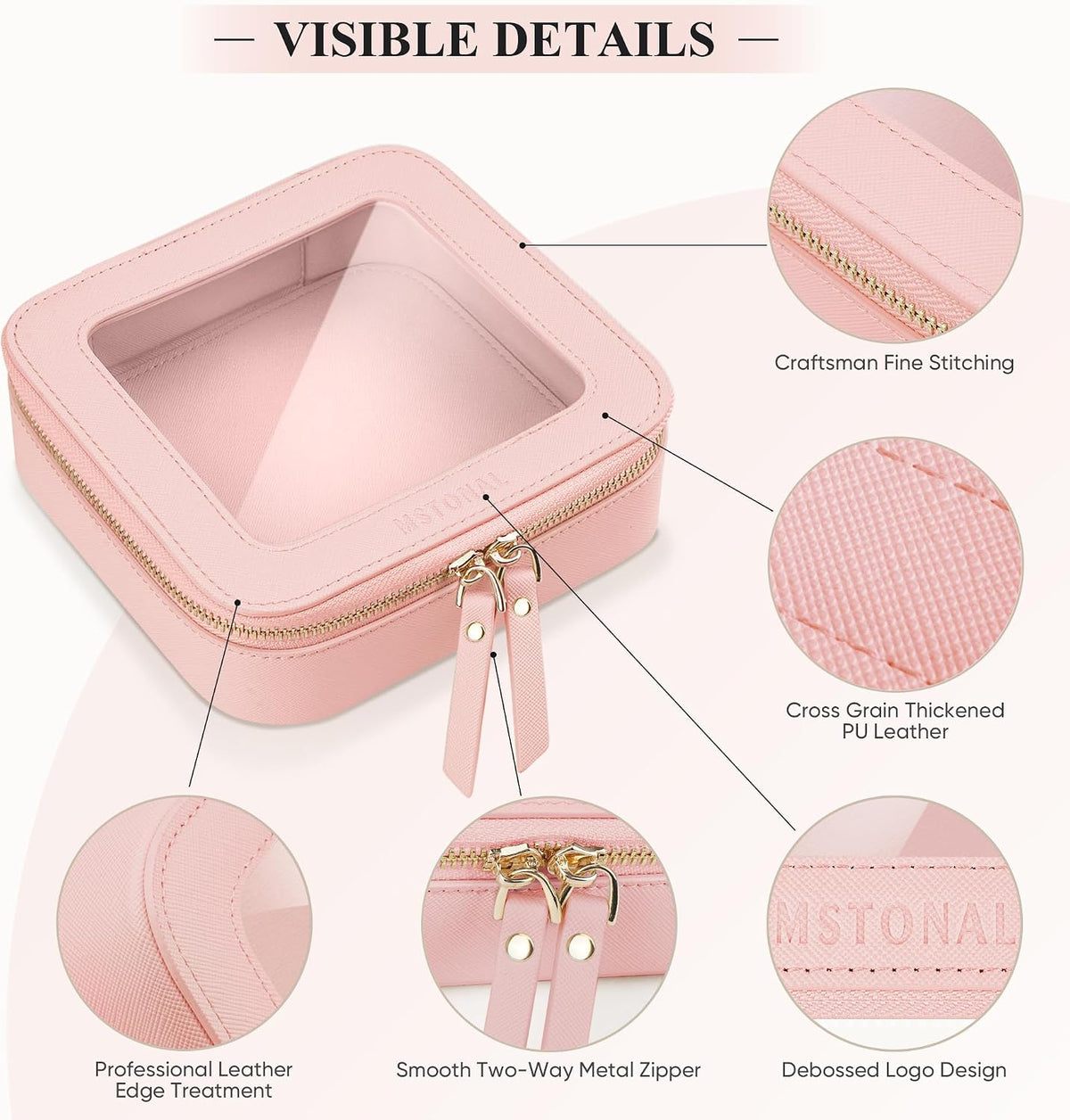 Small Clear Makeup Bag for Purse, Travel Cosmetic Case, Pink, Mini