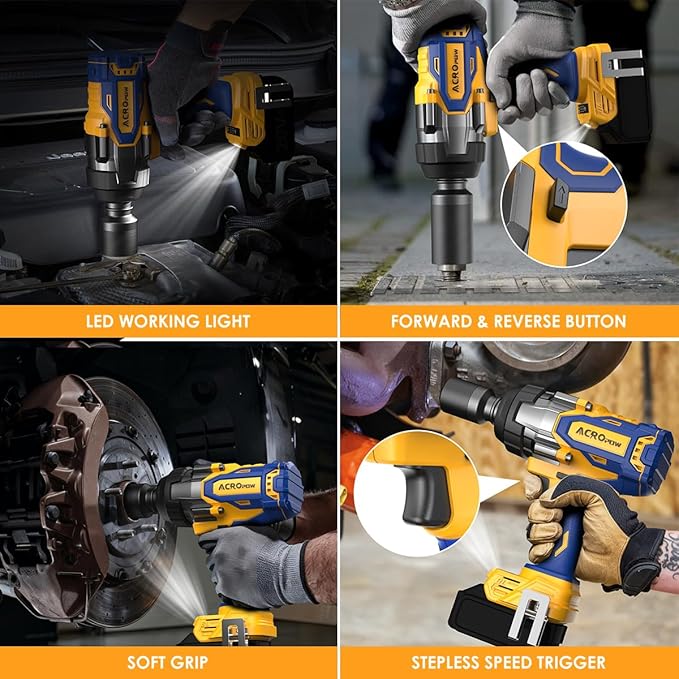 Cordless Impact Wrench Compatible with DEWALT 20V MAX Battery， 3/4” 1850FT-LBS Brushless High Torque Impact Driver, Auto-Stop Reverse, Variable Speed Heavy Duty Impact Gun(Bare Tool)