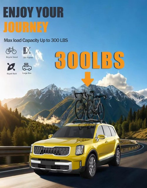 KINGGERI Roof Rack Cross Bars - 300lbs Capacity, Lockable Aluminum for Kia Telluride 2019-2026 | EX, S, SX, SX-Prestige