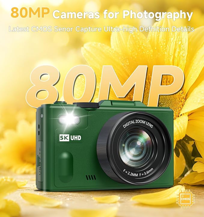 5K Digital Camera for Photography, 80MP Digital Camera