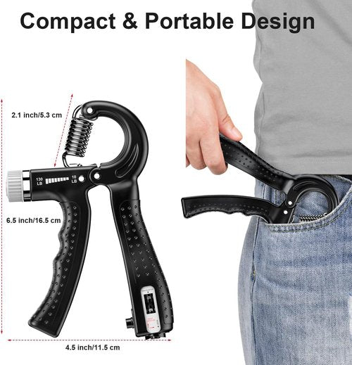 KDG Hand Grip Strengthener - Adjustable Resistance 10-130 lbs | Forearm Exerciser for Muscle Building & Recovery