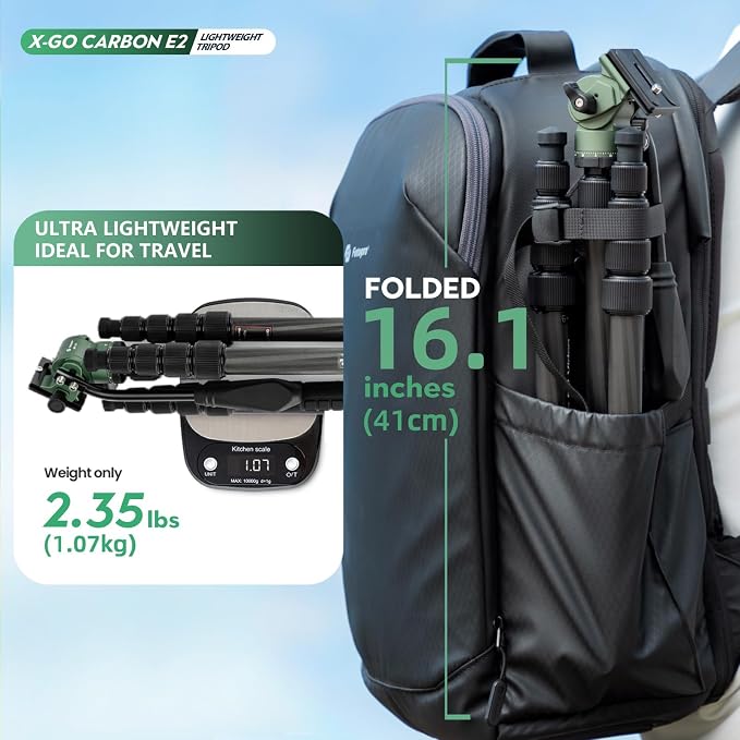 Fotopro 59" Carbon Fiber Travel Tripod
