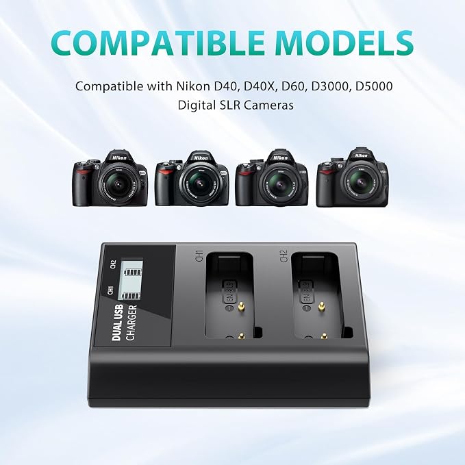 LP EN-EL9 EN EL9a Battery Charger, LCD Display & USB-C Dual Slot Charger