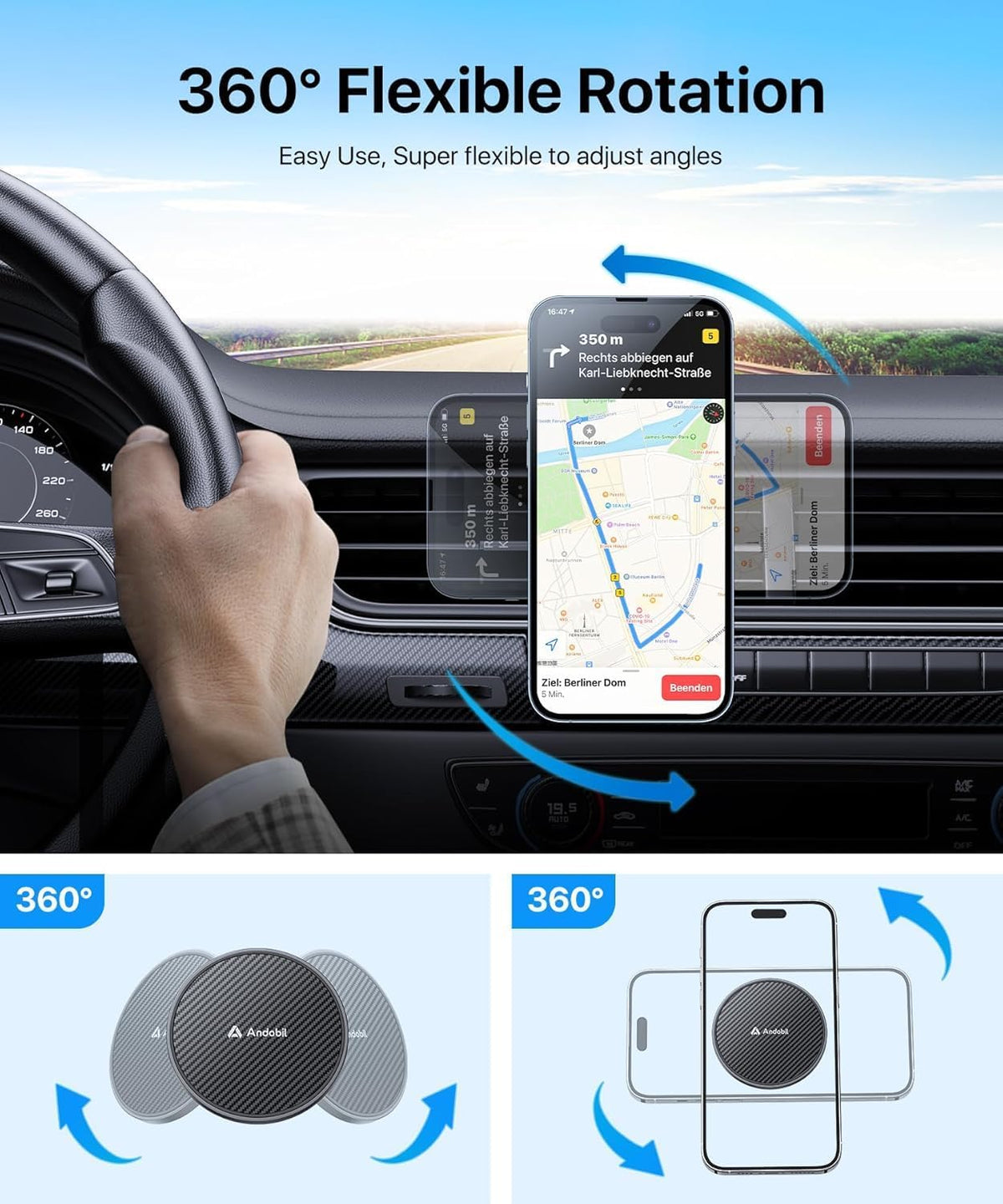 andobil for MagSafe Car Mount [Strong Magnet&Metal Clip] Vent Phone Holder