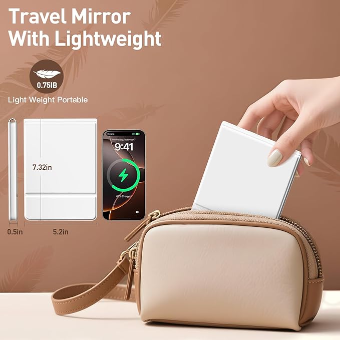 (2 Pack) 2025 Rechargeable Travel Makeup Vanity Mirror with 72 Led Lights,Portable Lighted Beauty Mirror,3 Color Lighting,Dimmable Touch Screen,Tabletop LED Folding Cosmetic Vanity Mirror Desk Table