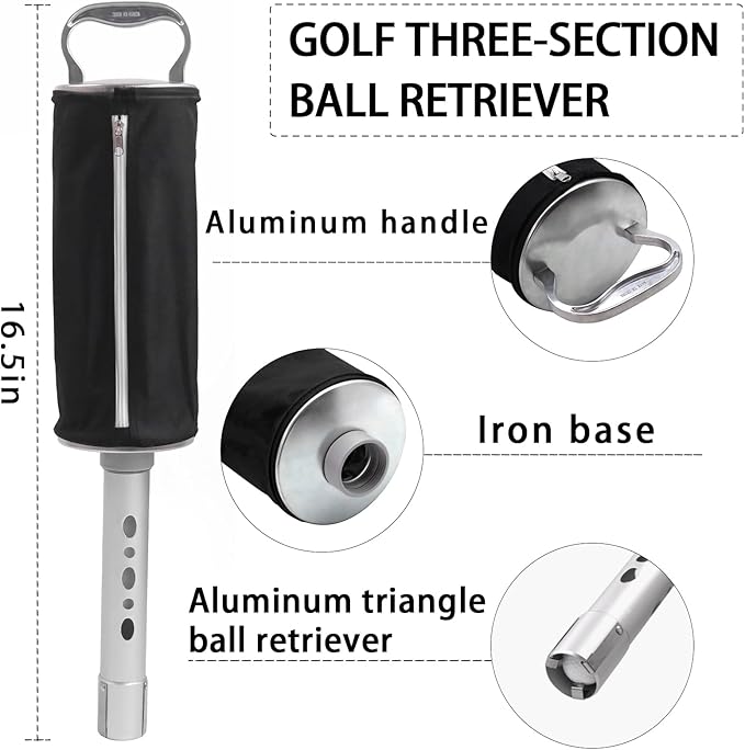 HOW TRUE Shag Bag for Golf Balls, Golf Ball Retriever with Detachable Aluminum Alloy Tube, Golf Shag Bags, Hold up to 70 Balls