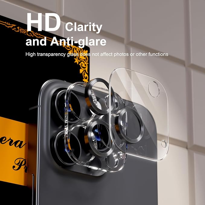 for 6 Pack iPhone 15 Pro/iPhone 15 Pro Max Camera Lens Protector 9H Tempered