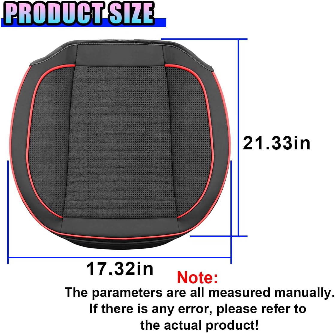 Car Front Bottom Seat Cover, Leather Anti-Slip Seat Cushion Pad with Storage Pocket, Breathable Full Wrapping Edge Seat Protector, Universal Auto Interior Accessories for Cars SUV (BlackRed)