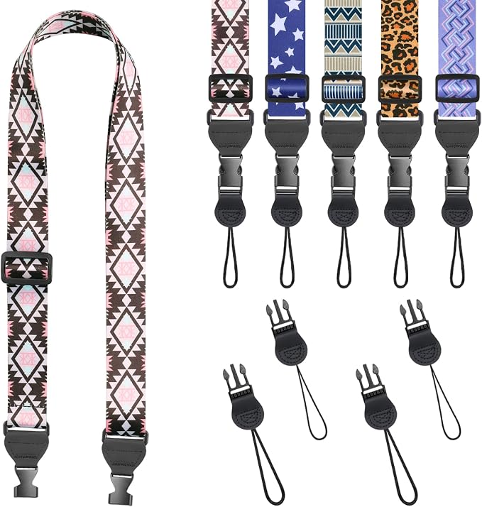FIEIL Brown and Pink Rhombus Shoulder Strap, Adjustable Camera Strap