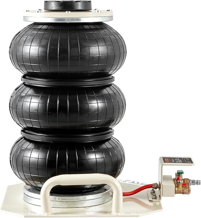 VEVOR Air Jack, 3 Ton/6600 lbs Triple Bag Air Jack, Airbag Jack with Six Steel Pipes, Lift up to 17.7 inch/450 mm, 3-5 s Fast Lifting Pneumatic Jack, with Side Handles for Car, Garage, Repair