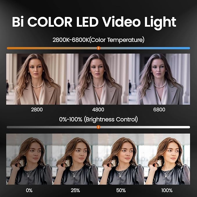 Walking Way Led 100W Video Camera Light Kit, 2800K-6800K Bi-Color Continuous