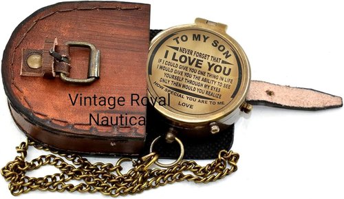 AASIYA Engraved Brass Compass Gift To My Son/To Our Son/Nautical Gift For Son From Dad/Gift To Son From Mom A Perfect And Unique Gift With Leather Case