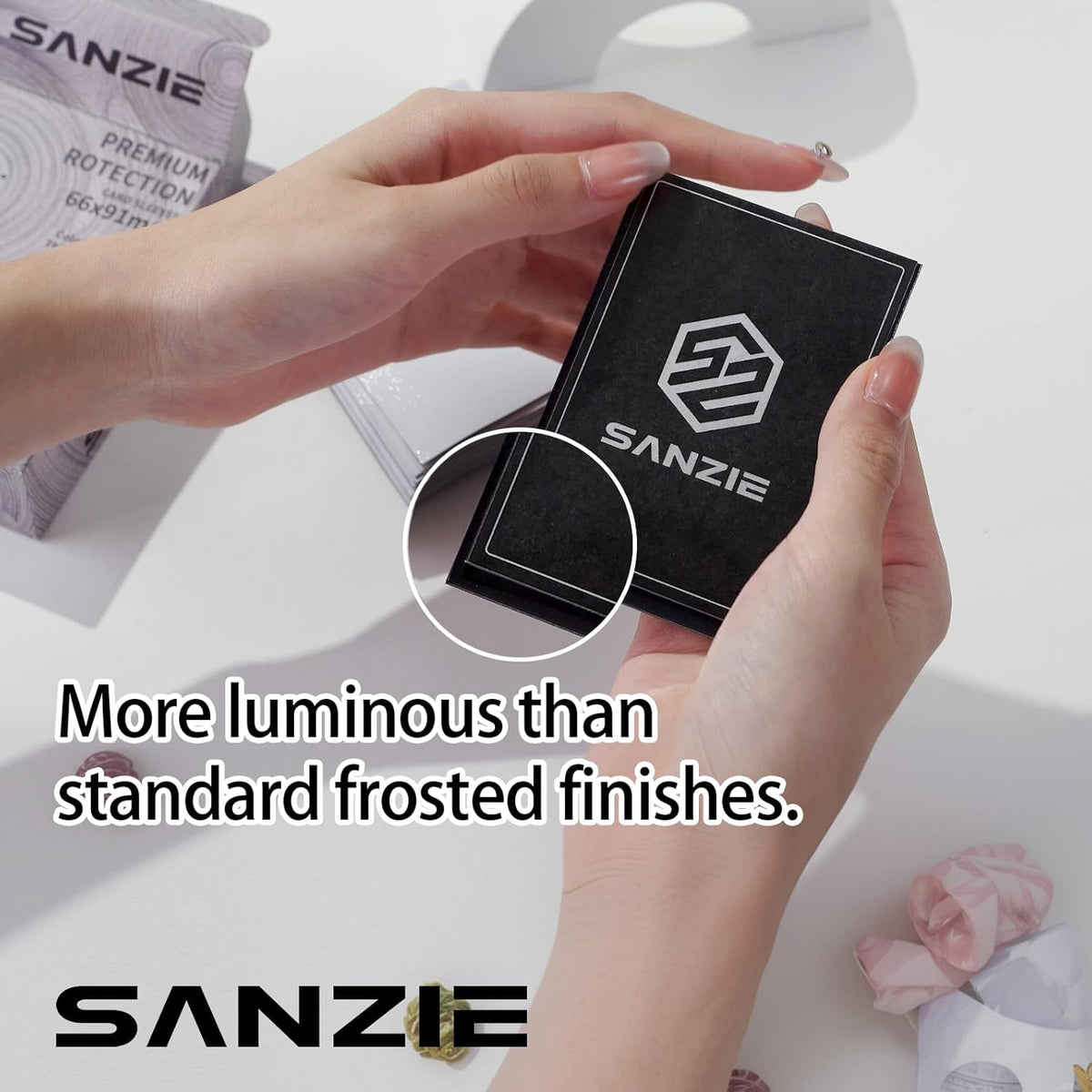SANZIE Matte Card Sleeves - Premium Deck Protectors for MTG & TCG | 68 Count (Black)