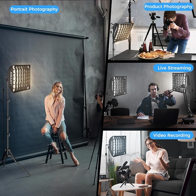 EMART Softbox Photography Lighting Kit, 50W 3000K-6000K LED Bulb