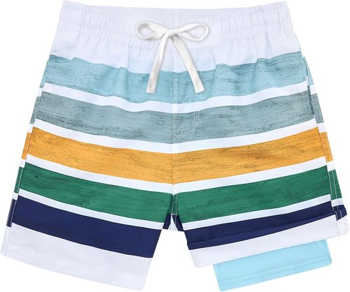Belovecol Boys Swim Trunks - Quick Dry Anti-Chafe Swim Shorts with Compression Liner | UPF 50+, Sizes 7-20T